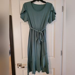 Shein green petal dress size medium
